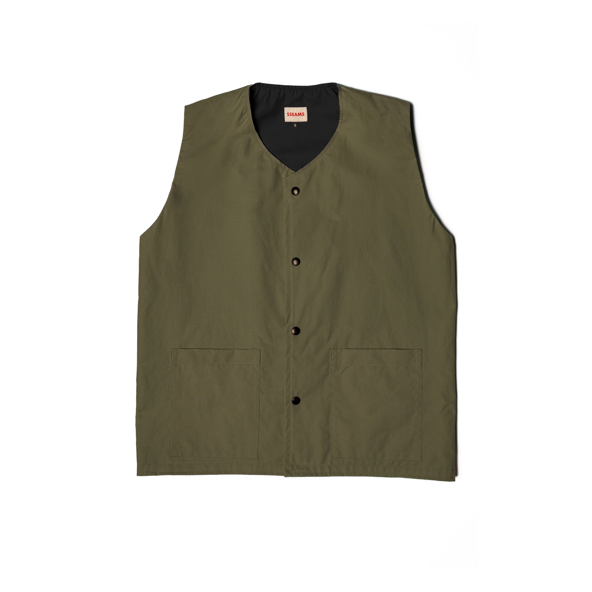 Sseams Army Green Dundee Liner Vest in Waxed Cotton