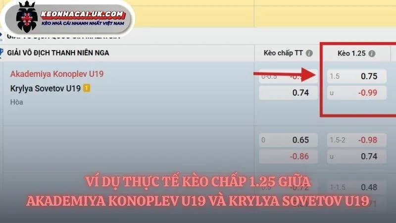 Tìm hiểu ví dụ về kèo chấp 1.25